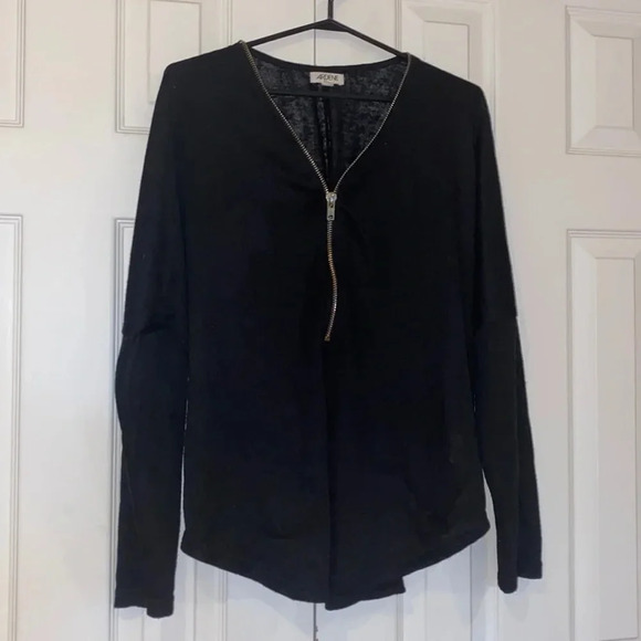 Ardene  black oversized pull 3/4 gold tone zipper sweater Sz XL - Picture 3 of 12
